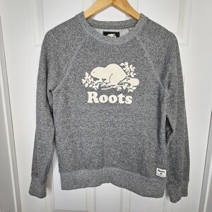 Roots Women's Salt & Pepper Classic Logo Crewneck Sweatshirt Size XS